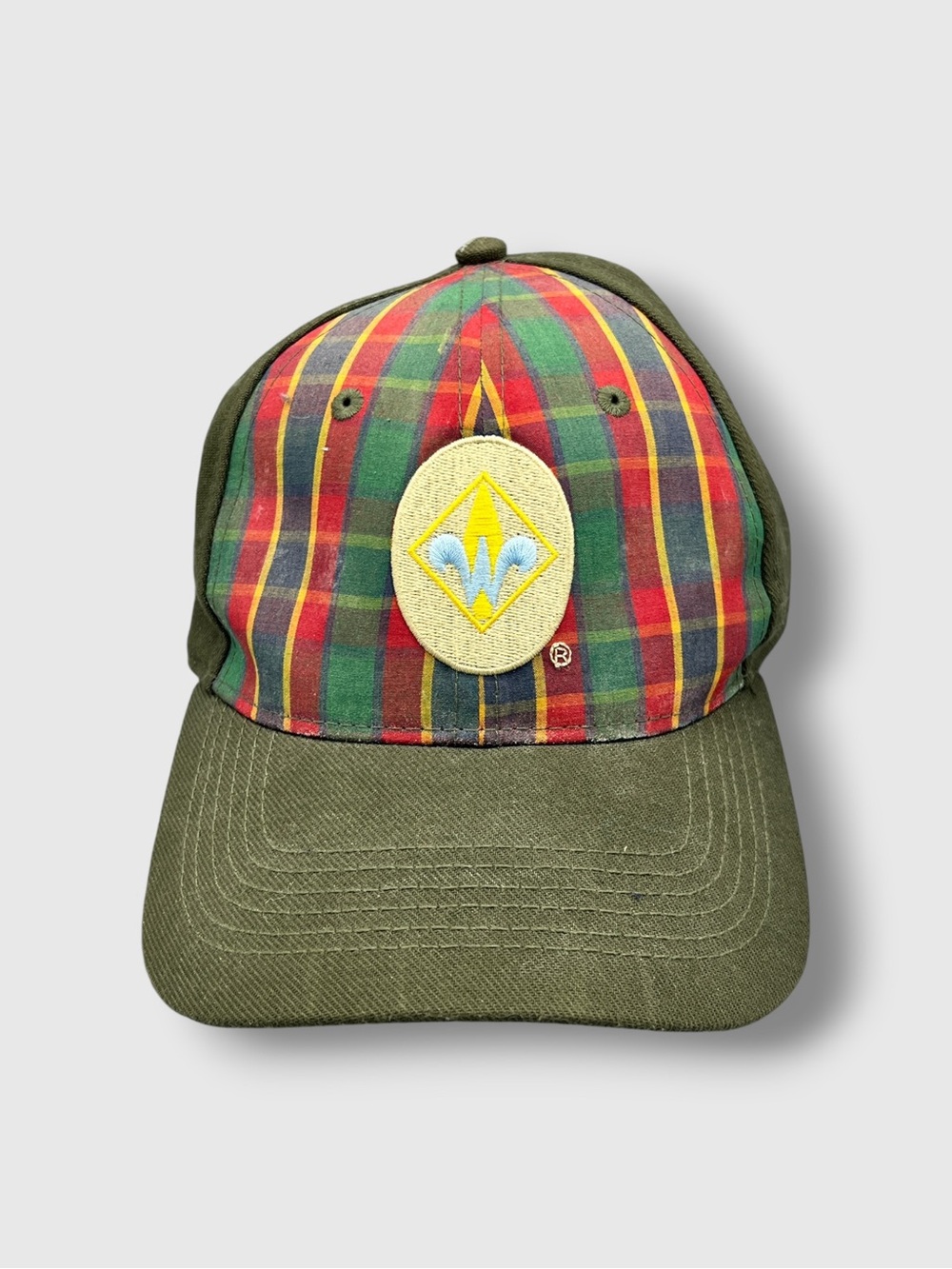 Boy Scouts of America Webelos Green Plaid Flex Cap Hat M/L Scouting